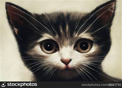 Cute cat portrait 3d illustrated