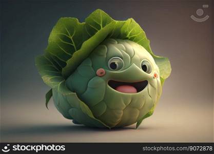 Cute cauliflower cartoon character smiling