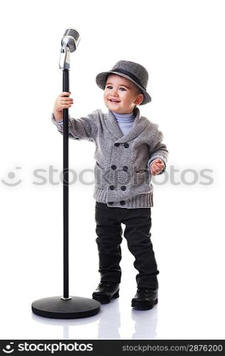 Cute child with microphone