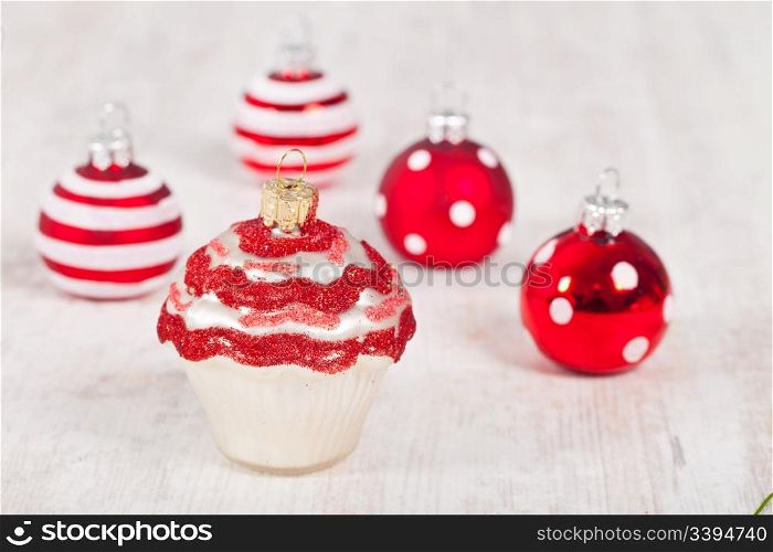 Cute Christmas cupcake for tree decoration