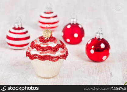 Cute Christmas cupcake for tree decoration