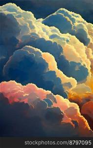 Cute clouds oil painting 3d illustrated
