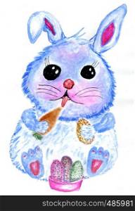 Cute colorful easter bunny hand drawn illustration.