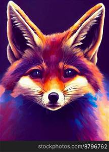 Cute colorful fox 3d illustrated