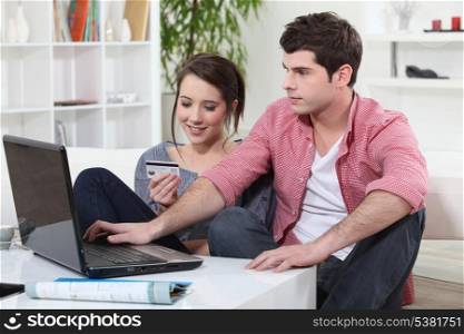 Cute couple shopping online