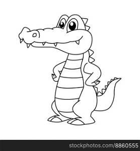 Cute crocodile cartoon coloring page illustration vector. For kids coloring book.