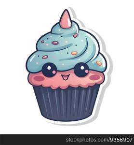 Cute cupcake character. Vector illustration in a flat style.