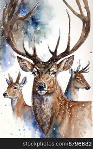 Cute deer at Christmas hand drawn 3d illustrated