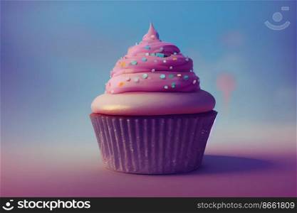 Cute delicious cupcake design 3d illustrated