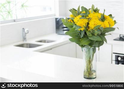Cute flower arrangement in a home kitchen