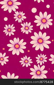 Cute flowers on pink background 3d illustrated