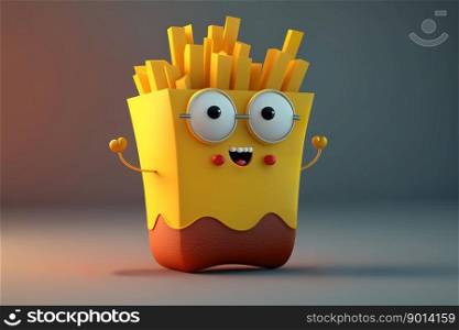 Cute French Fries Character,≥≠rative ai