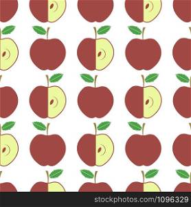 Cute Fresh Red Apple Seamless Pattern on White Background. Fruit Repeating Texture.. Cute Fresh Red Apple Seamless Pattern on White Background. Fruit Repeating Texture