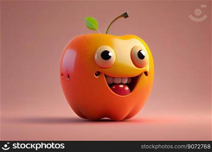 Cute fuji apple cartoon character smiling