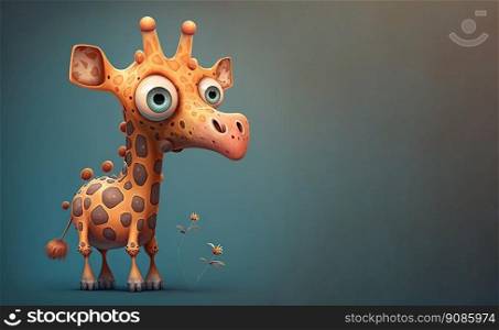 Cute funny character for kid. Full body animal on colored background. Generative AI