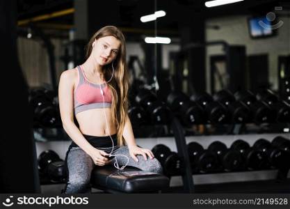 cute girl looking camera gym
