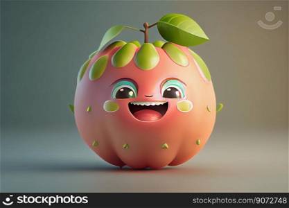 Cute guava cartoon character smiling
