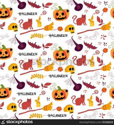 cute Halloween icon pattern seamless background idea for paper gift wrapping