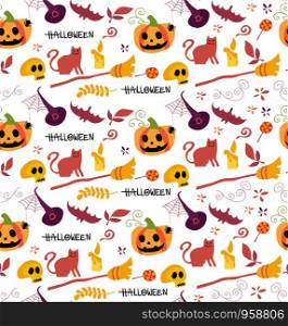 cute Halloween icon pattern seamless background idea for paper gift wrapping