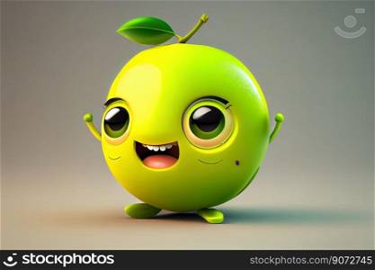 Cute lime cartoon character smiling