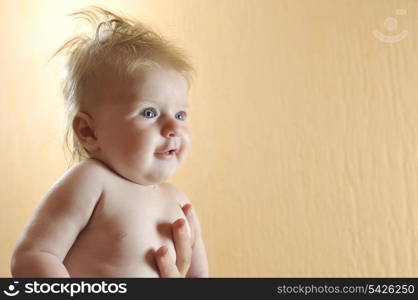 cute little baby indoor closeup portrait