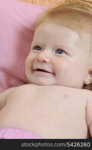 cute little baby indoor closeup portrait