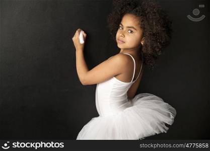 Cute little ballet dancer drawing with a chalk