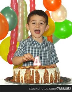 Cute little boy celebrates his birthday