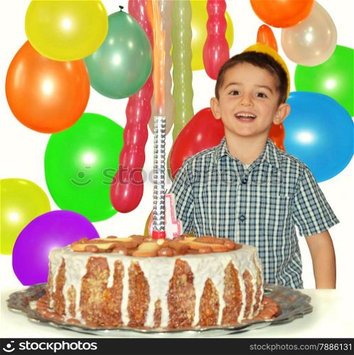 Cute little boy celebrates his birthday