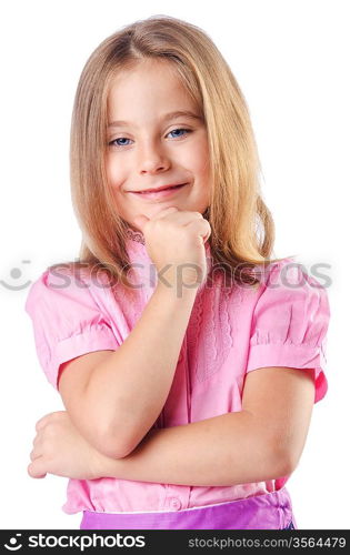 Cute little girl isolated on the white