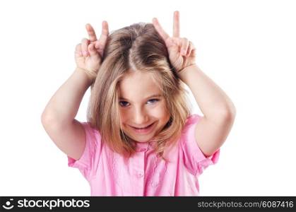 Cute little girl isolated on the white