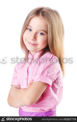 Cute little girl isolated on the white