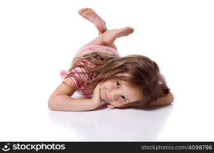 Cute little girl laying on her stomach