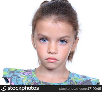 Cute little girl on a white background