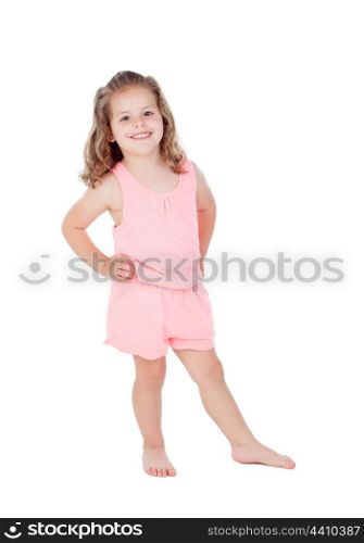 Cute little girl with three year old looking at camera on a white background