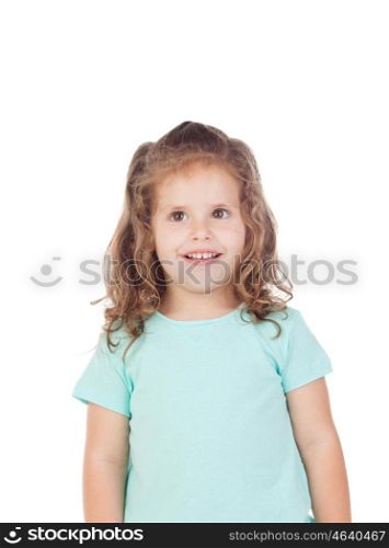 Cute little girl with three year old smiling on a white background