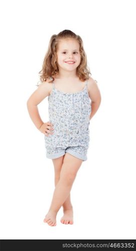 Cute little girl with three year old smiling on a white background