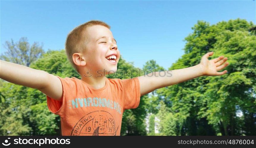 Cute little kid enjoying the summer