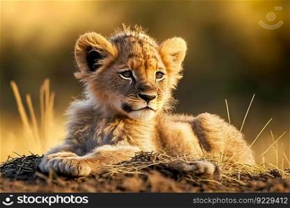 cute little lion cub. Neural network AI generated art. cute little lion cub. Neural network AI generated