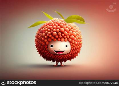 Cute lychee cartoon character smiling
