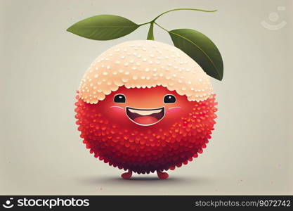 Cute lychee cartoon character smiling