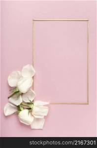 cute minimalist frame white rose petals