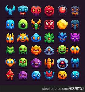 cute monster character avatar ai generated. face funny, alien icon, halloween happy cute monster character avatar illustration. cute monster character avatar ai generated