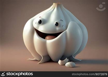Cute onion cartoon character smiling