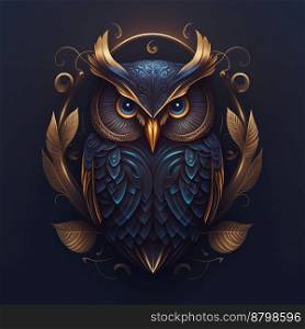 Cute owl logo elegant design 3d illustrated
