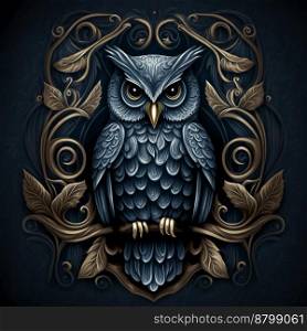 Cute owl logo elegant design 3d illustrated