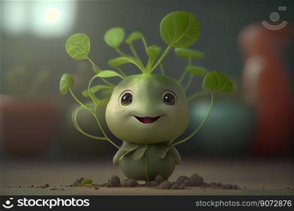 Cute parsley cartoon character smiling