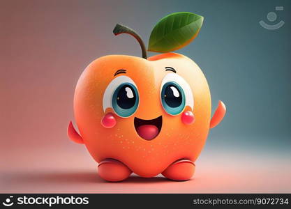 Cute peach cartoon character smiling