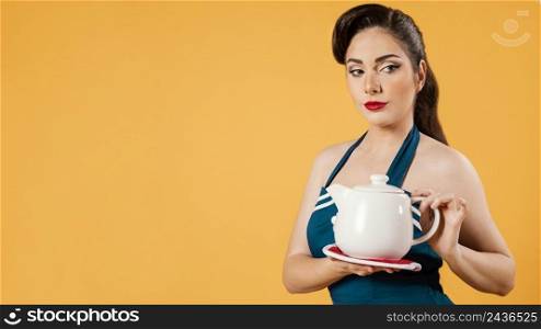 cute pinup girl holding teapot 2