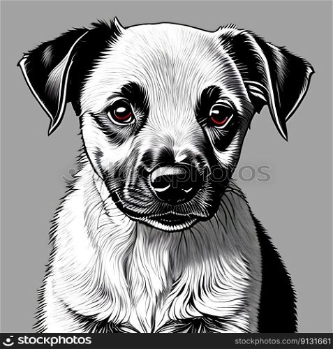 Cute puppy dog on the grey background. Generative AI
